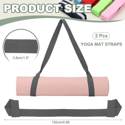 Yoga Mat Straps for Carrying, Adjustable Exercise Mat Sling Holder Multi Purpose Mats Carrier - color: Dark Grey