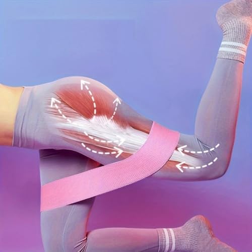 1PC Fabric Resistance Bands for Women & Men, Glute & Leg Exercise Bands for Strength Training & Yoga - color: Pink