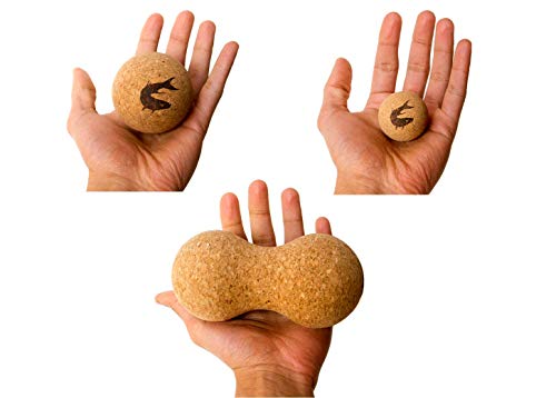 Aquanimous Cork Massage Balls Natural Firm Ultra-Light Eco-Friendly Deep Tissue Massage with Travel Bag (Set of 3)