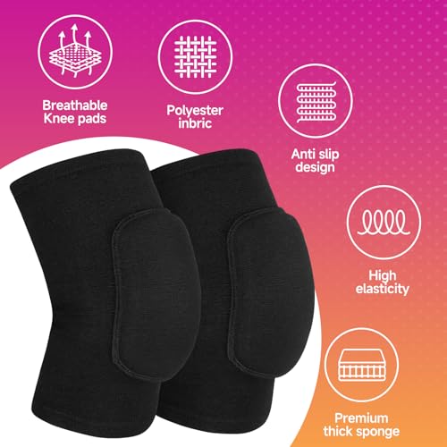 HISFFOG Volleyball Knee Pads for Women, Men, Youth, Girls, Kids, Knee Brace for Volleyball Basketball Football Dance Yoga Tennis Running Cycling Workout Climbing Wrestling - color: Black, size: Small