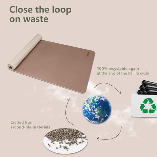 Wide Yoga Mat-80cm Extra Thick 1/3'' Fitness Exercise Mat Carry Strap - color: milky coffee