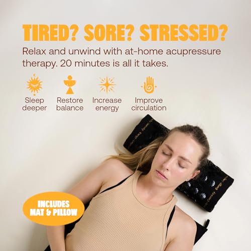 ShaktiMat Classic Acupressure Mat & Neck Pillow Set, Level 3 Intensity in Black, Sustainable & Durable, Relieves Stress & Tension, Promotes Relaxation & Focus
