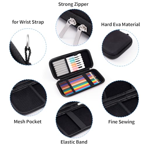 Upgraded Hard Pencil Case Box for Adults,Durable Pen Carrying Case with Zipper-Black - color: Black