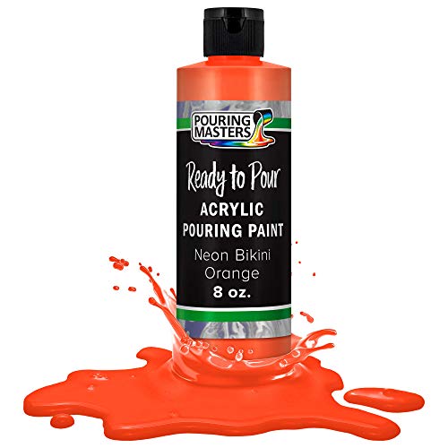 Pouring Masters Neon Bikini Orange Ready to Pour Acrylic Pouring Paint - Premium 8-Ounce Pre-Mixed Fluid Acrylic Paint - Fluid Art Supplies for Canvas, Wood, Paper, Tile & Rocks - color: Neon Bikini Orange