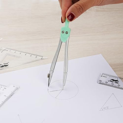 Mr. Pen- Geometry Set, 13 pcs, 3 Metal Compasses, Protractor, 6" Ruler | 45° & 30°/60° Set Squares, Pencils, Lead Refills, Sharpener & Eraser for Math, Drafting & Classroom Use | 45° & 30°/60° Set Squares, Pencils, Lead Refills, Sharpener & Eraser for Mat