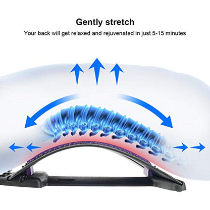 HONGJING Back Stretcher with Acupressure Massage for Lumbar Pain Relief | 3 Level Adjustable Arch Back Cracker Board Lower Back Traction, Great for Herniated Disc, Sciatica, Scoliosis - color: Purple
