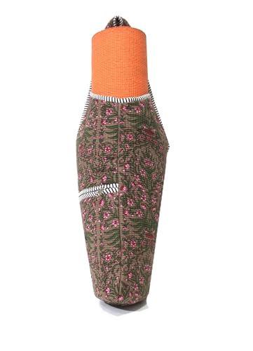 INDIAN CRAFT CASTLE Yoga Mat Bag | Tote Mat Bag | Sling Yoga Tote w/Large Side Pocket & Zipper Pocket | Yoga Mat Carrier Fits Most Size Mats - color: Brown Green