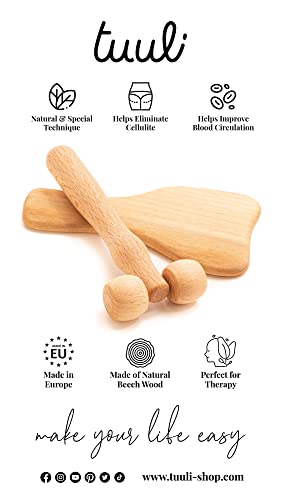 tuuli Body and Face Roller, Multi-Functional Wooden Massage Roller, Helps Ease Muscle Tension and Support Skin Health, Natural Face Massage Tools, Set of 2 (2 Piece Set C) - size: 2 piece set C