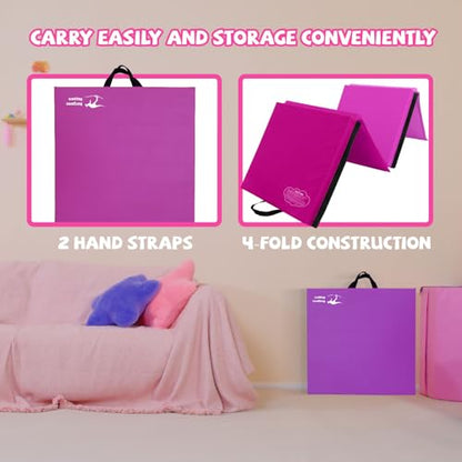 Kangaroo Hoppers Gymnastics Tumbling Mats Foldable Gym Tumble Mat for Kids - color: Gradient Pink, size: 2×8FT×2''