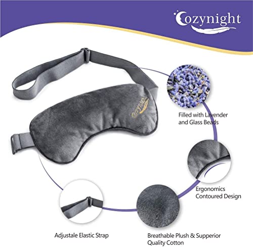 Cozynight Lavender Weighted Sleep Mask, 3D Light Blocking Eye Mask, Gray | Yoga,Dry Eyes, Headache, Migraine Relief ,Great Relaxation Gifts for Women, Men ,Aromatherapy Lavender Eye Pillow Gift - color: Gray