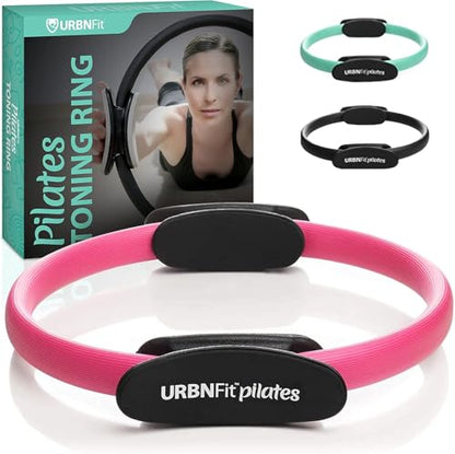 URBNFit Pilates Ring - 12" Magic Circle w/Dual Grip, Foam Pads for Inner Thigh Workout, Toning, Fitness & Pelvic Floor Exercise - Yoga Rings w/Bonus Exercise Guide - color: Pink