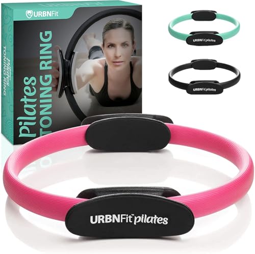 URBNFit Pilates Ring - 12" Magic Circle w/Dual Grip, Foam Pads for Inner Thigh Workout, Toning, Fitness & Pelvic Floor Exercise - Yoga Rings w/Bonus Exercise Guide - color: Pink