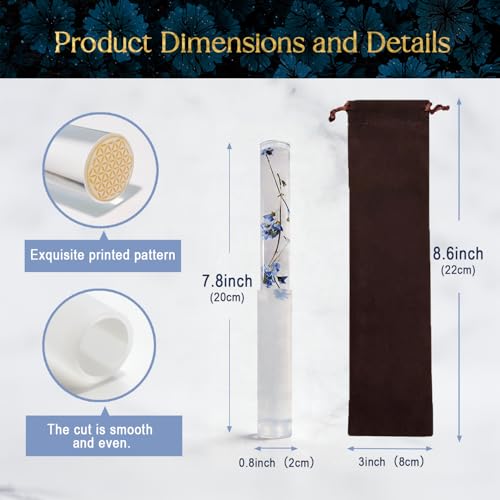 Singing Bowl Mallet Clear Acrylic Base Silicone Rubber Striker Mallet for Playing Quartz Crystal Singing Bowl with Bundle Pocket(Floral) - color: Clear
