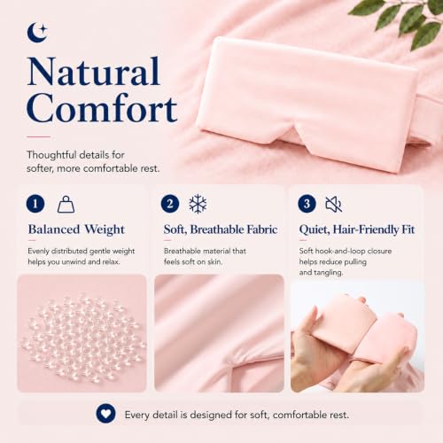 Weighted Eye Mask for Sleeping, Cooling Blackout Satin Sleep Mask for Women | Adjustable & Washable Pink Eye Pressure Cover, Breathable Silky Soft Fabric, Reusable Eye Mask Self Care Gift for Adults