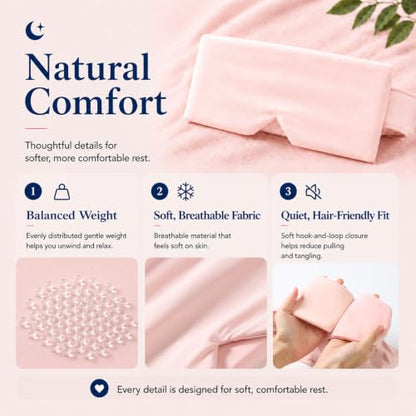 Weighted Eye Mask for Sleeping, Cooling Blackout Satin Sleep Mask for Women | Adjustable & Washable Pink Eye Pressure Cover, Breathable Silky Soft Fabric, Reusable Eye Mask Self Care Gift for Adults