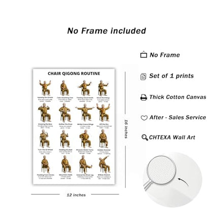 Chair Qigong Routine Poster for Seniors, Unframed Exercise Chart, 12x16