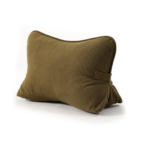 Pat. Pend. Corduroy Triangle Back Pillow with Lumbar Support, Sitting Support Cushion for Bed or Sofa, Relaxing Backrest Pillow, Martini Olive - color: Martini 0live