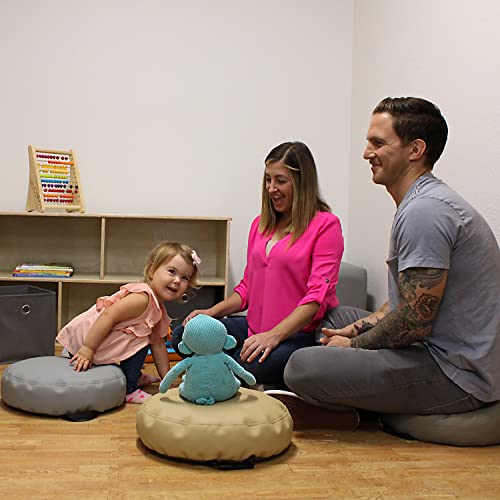 FDP SoftScape 15 inch Round Bean Floor Cushions with Handles for Kids, Teens, Adults Flexible Seating for Home, Daycare, Preschool, Classroom, Yoga and Meditation, 4 inch Height (4-Piece) - Dunes - color: Dune