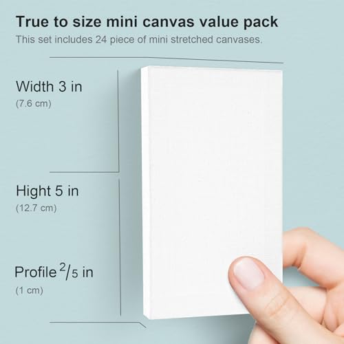 AUREUO Mini Stretched Canvas - 3x5 Inch/24 Pack - 2/5 Inch Profile Small Square Canvas - Gift Set Bulk Pack Canvases for Acrylic Painting & Craft - size: 3"x5"