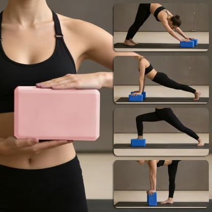 Yoga Blocks 2 Pcs, 9"x6"x3" Yoga Brick Foam Blocks EVA Foam Block Yoga Props Accessories for Yoga Pilates Stretching and Meditation - color: Light Pink