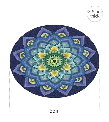 nuveti Large Meditation Mat Non Slip Round Yoga Mat Natural Rubber with Sueded Surface Exercise Mat Perfect for Meditating, Stretching, Yoga（140CM X 3.5MM Thick) - color: ZiQiDongLai