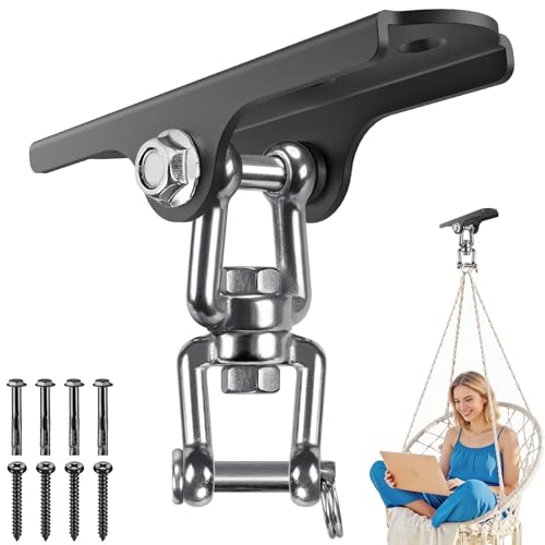 Dolibest Heavy Duty Swing Hanger,Ceiling Mount Swing Hook,One-Piece Design Base, Swing Set Hardware for Punching Bag, Boxing, Hammock Chair, Yoga Swing, Porch Swing (360° +180° Rotation) - color: E: 360°+180° Swing Hanger