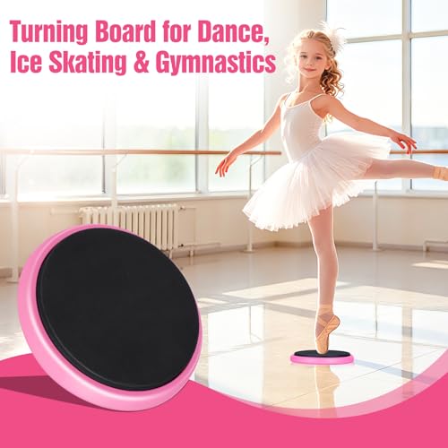 Ballet Practice Kit - Turning Board, Stretching Strap & Resistance Band to Improve Turns, Balance, Spinning for Dance - color: PINK