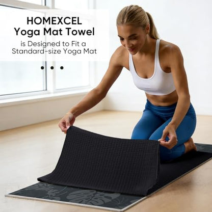 HOMEXCEL 2PK Yoga Mat Towels for Hot Workout, Ultra-Absorbent, 26.5" x 72" - color: Black