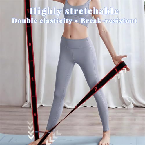 Fitness Resistance Band for Stretching and Yoga, 8-Section Elastic Stretch Strap with Numbered Markings, Adjustable Training Band for Pilates, Flexibility, Home Gym Workout