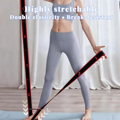 Fitness Resistance Band for Stretching and Yoga, 8-Section Elastic Stretch Strap with Numbered Markings, Adjustable Training Band for Pilates, Flexibility, Home Gym Workout