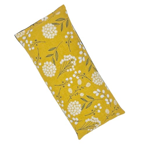 Eye Pillow for Yoga, Microwavable Moist Heat Eye Compress, Cold Pack, Weighted Pad for Relaxation or Meditation, Headache Migraine Relief (Mustard) - color: Mustard Floral