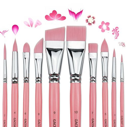 GACDR Face Paint Brush Set, 10 Pcs Professional Face & Body Paint Brushes | Artist Paint Brushes Halloween Cosplay Party Festival Makeup Acrylic Gouache Watercolor Oil Painting