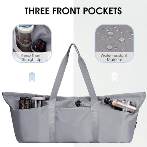 sportsnew Large Yoga Mat Bag Trolley Sleeve Gym Carrier Shoe Bag Wet Pocket | water-resistant fabric, large capacity,wide full-zip opening,separate shoe bag,2 yoga mat holder straps,multi-pocket storage - color: Grey
