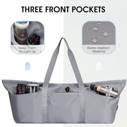 sportsnew Large Yoga Mat Bag Trolley Sleeve Gym Carrier Shoe Bag Wet Pocket | water-resistant fabric, large capacity,wide full-zip opening,separate shoe bag,2 yoga mat holder straps,multi-pocket storage - color: Grey