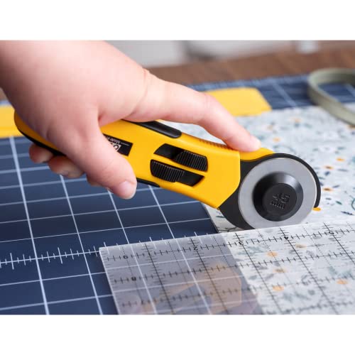 OLFA 45mm Quick-Change Rotary Cutter (RTY-2/NS) - Split Cover, Ambidextrous | 45mm Quick Change Rotary Cutter with dual blade guard cover, Right & Left Handed, Integrated grooves - Quilters and Crafters