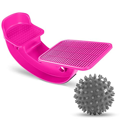 ProHeal Pink Plantar Fasciitis Relief Foot Rocker - Calf Stretcher with Spiked Ball Massager - Achilles Tendonitis Calf, Foot, Heel, and Ankle Stretcher - Lower Leg Pain Relief - color: Pink With Gray Ball