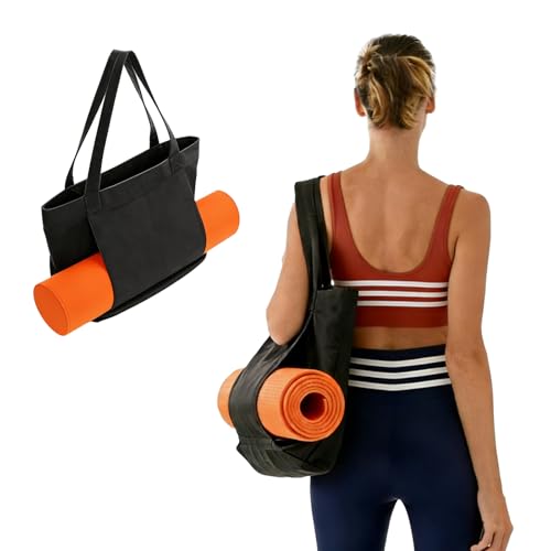 Yoga Mat Bag Carrier, Gym Bag with Yoga Mat Holder for Women Men, Waterproof Wet Pocket & Hook-and-loop Tote Bag for Yoga Gym Quick Access Storage