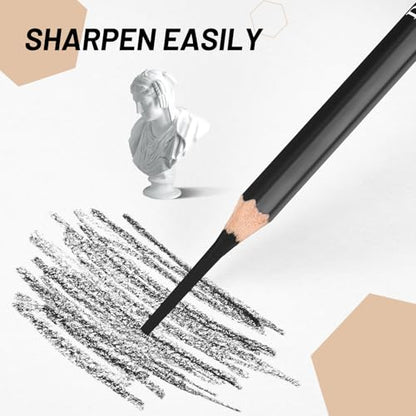 Geyoga 72 Pcs Professional Charcoal Pencils Bulk Soft Medium Hard for Drawing Charcoal Pencils for Art Painting Sketching Shading Drawing Blending Portrait Artists Students Christmas Stocking Gifts