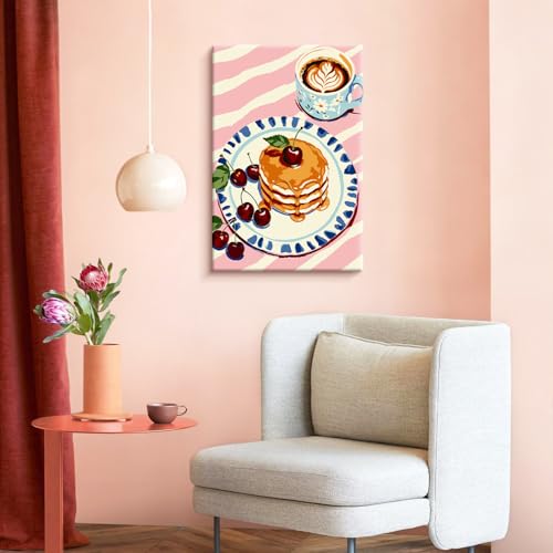 ZTOTZ Paint by Numbers Kit with Frame, Breakfast Pancake Painting by Numbers for Adults, Easy Food Art Kit for Cooking Lover, 8x12 Inches - color: B-05-pancake