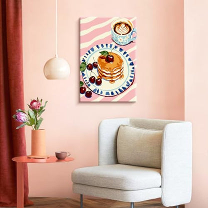 ZTOTZ Paint by Numbers Kit with Frame, Breakfast Pancake Painting by Numbers for Adults, Easy Food Art Kit for Cooking Lover, 8x12 Inches - color: B-05-pancake
