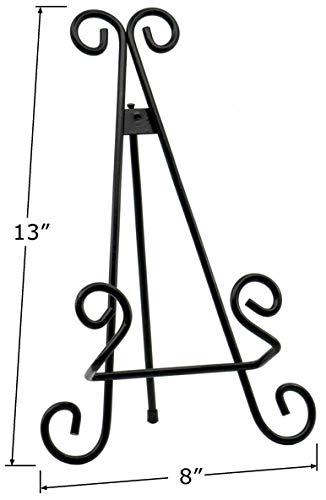 Red Co. 13” Tall Decorative Curved Scroll Metal Wire Display Plate Stand & Art Holder Easel, Black - color: Black