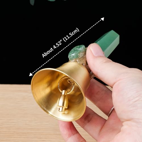 Super Loud Solid Brass Hand Call Bell Meditation Altar Bell - Solid Brass Ritual Tool for Prayer, Home Decor & Pet Feeding (Natural Crystal Tower Design)