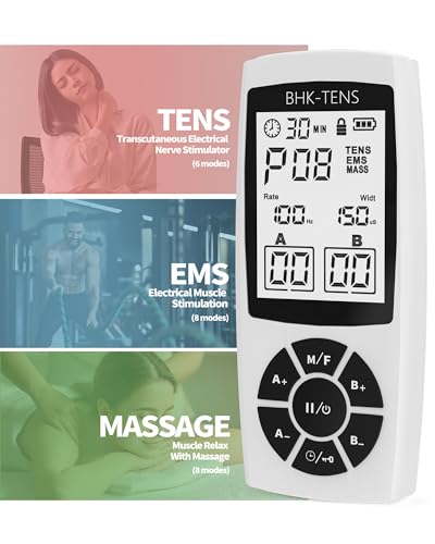 Rechargeable TENS Unit EMS Muscle Stimulator 22 Modes 40 Intensity Dual Channel Electronic Pulse Massager for Neck Back Shoulder Leg Pain Relief, Portable Physical Therapy Machine with 8 Pads - color: 1080beige