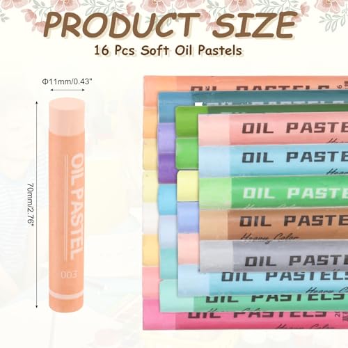 MECCANIXITY Soft Oil Pastels, Oil Pastel Crayons Vibrant Color Blendable Art Supplies for Painting Drawing Blending Painting Artists Beginners Professional(Light Orange, Pack of 16) - color: Light Orange