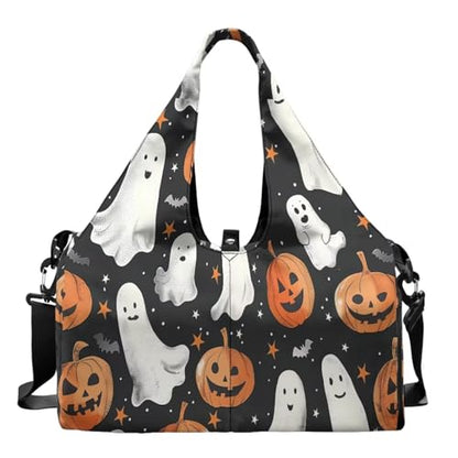 Yoga Mat Bag for Men Women Canvas Yoga Mat Carrier Take In Out Mat Easily for Beach Swim Bags Pool Sports Gym - color: Halloween Pumpkin