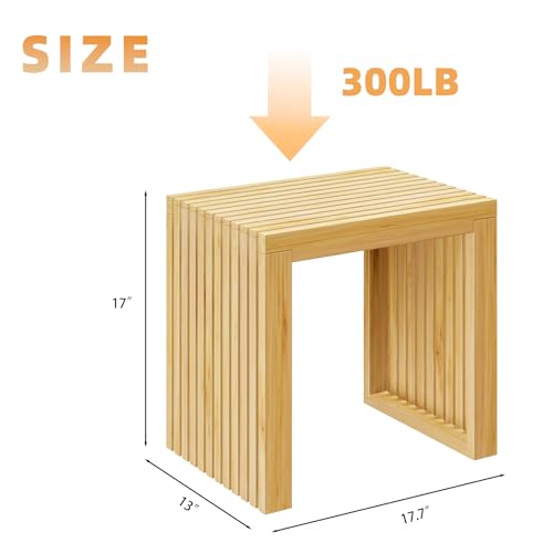 Bamboo Dining Bench, 18'' Slatted Design Entryway Bench, Natural - color: Natural, size: 18in