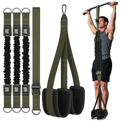 LEEKEY 5-Level Pull Up Assistance Bands Full-Body Training | Resistance Bands with Grip、Door Anchor Physical Therapy Home Gym Workouts Strength Bands for Senior/Adults - style: 75LBS-GREEN