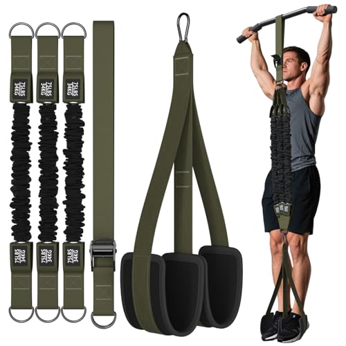 LEEKEY 5-Level Pull Up Assistance Bands Full-Body Training | Resistance Bands with Grip、Door Anchor Physical Therapy Home Gym Workouts Strength Bands for Senior/Adults - style: 75LBS-GREEN