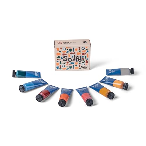 Sculpd Pottery Paint Set, 8 x 22ml Acrylic Tubes, Earth Tones, Heavy Body | Professional, non-toxic acrylic paint for wood, air dry clay, pottery, canvas, fabric and rocks - color: Earth Tones