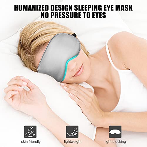 Sleep Mask w/ Cooling Gel Eye Mask, Silk Eye Mask for Sleeping, Hot & Cold Eye Masks, Blindfold Eye Cover Sleeping Mask for Home Office Travel, Yoga, Stocking Stuffers for Men Women (Grey) - color: Grey